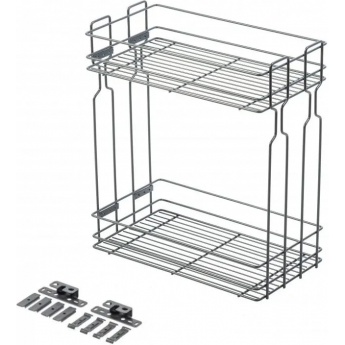 Двухуровневая боковая корзина GTV в модуль 300 мм, без направляющих, с крепежом, антрацит Двухуровневая боковая корзина GTV в модуль 300 мм, без направляющих, с крепежом, антрацит