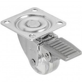 Колесо поворотное GTV KM-AH35MM-00, D-35мм прозрачное со стопором, нагрузка 25кг (комплект 4 шт)