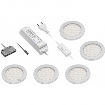 Комплект 5 светильников LED Castello, первый с выключателем, трансформатор, теплый белый, 6 выходов miniAMP GTV LD-Z5CSCB-53 Комплект 5 светильников LED Castello, первый с выключателем, трансформатор, теплый белый, 6 выходов miniAMP GTV LD-Z5CSCB-53