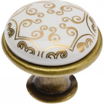 Ручка мебельная керамика золотой орнамент GTV GP-0728-J4-C-04 Ручка мебельная керамика золотой орнамент GTV GP-0728-J4-C-04